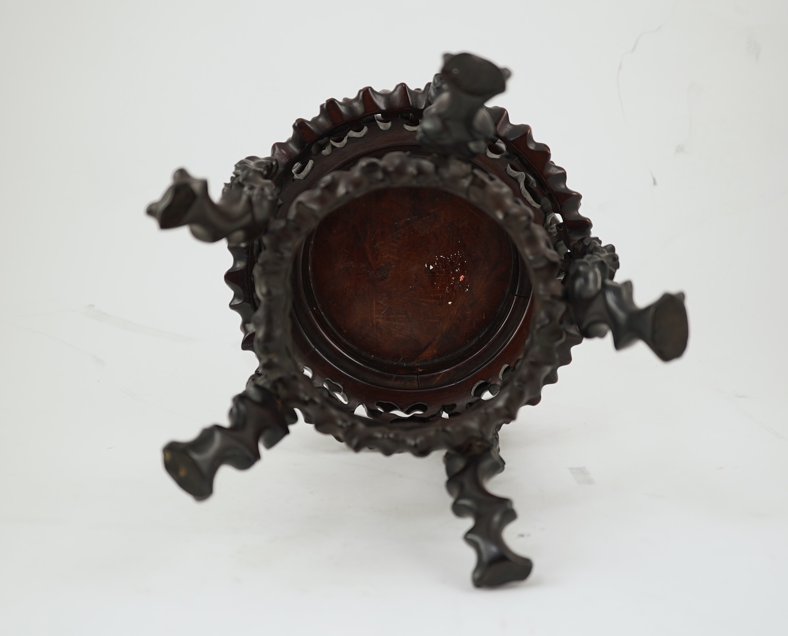 A Chinese hardwood scholar’s stand, carved in imitation of rootwood, early 20th century